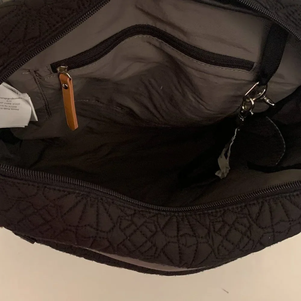 Petunia Pickle Bottom Black Embroidered Diaper Bag